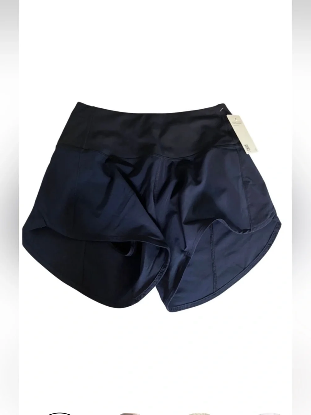 Quince Running Shorts XS Navy Blue High Rise‎ Built-in Liner Zipper Pocket NWT